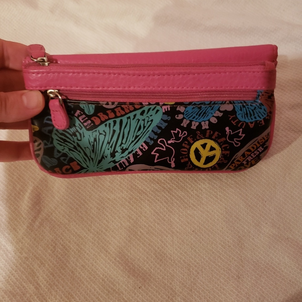 Pink and black graffiti design wallet